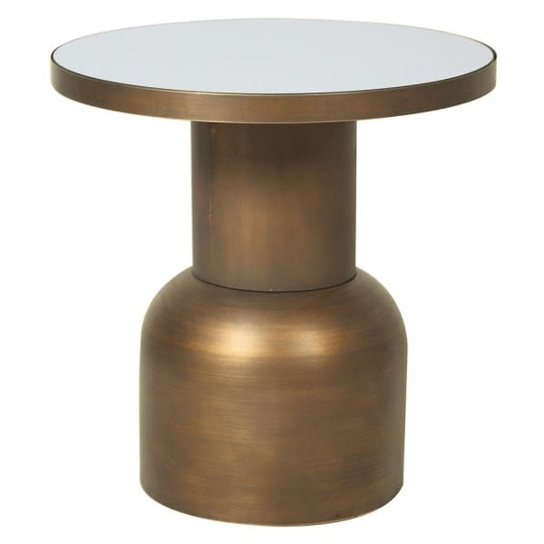 Camden Iron L Side Table with mirrored glass top