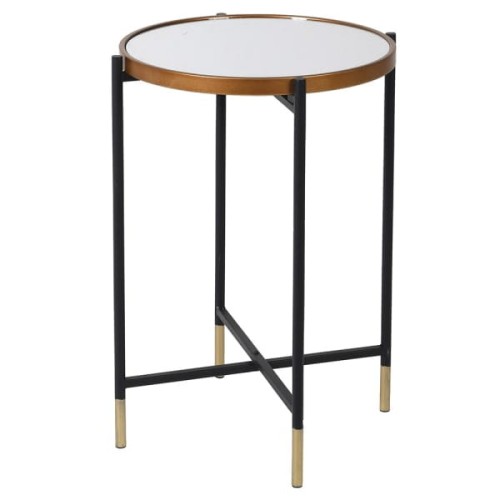 Enderby Gold Side Table with Mirrored Glass Top 49 cm