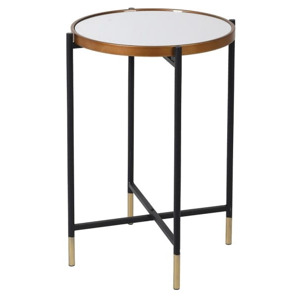 Enderby Gold Side Table with mirrored glass top