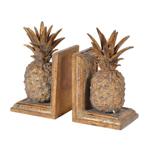 Gold Pineapple Bookends 20 cm – Decorative Resin Book Supports