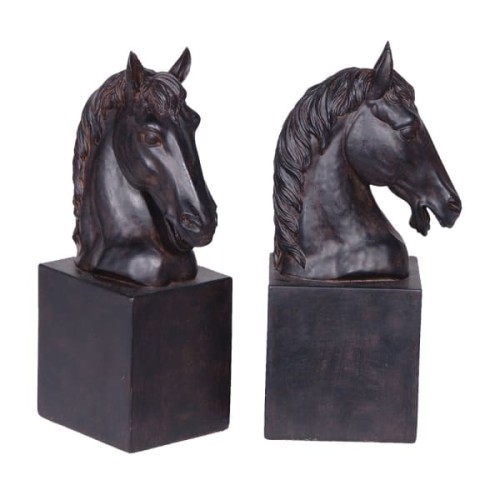 Horse Black Horse Head Bookends 24.5cm – Set of Two
