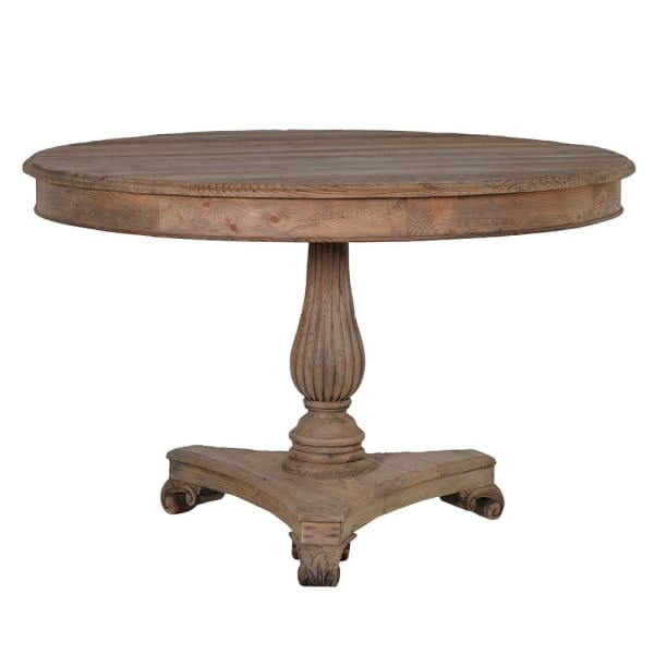 Garda Round Dining Table 120 cm reclaimed pine wood single-legged table