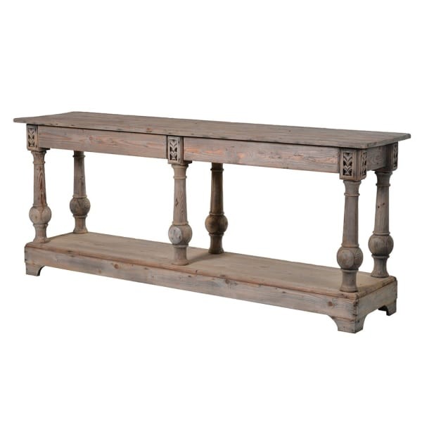 Garda Reclaimed Wood Console Table – 202.5 cm with Two Shelves and Handcrafted Detailing