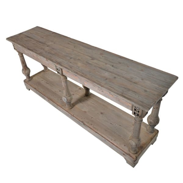 Garda Reclaimed Wood Console Table – 202.5 cm with Two Shelves and Handcrafted Detailing