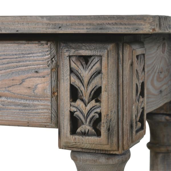Natural wood console with sculpted legs