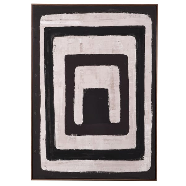 Abstract Geo black and white canvas wall art 140 x 100 cm
