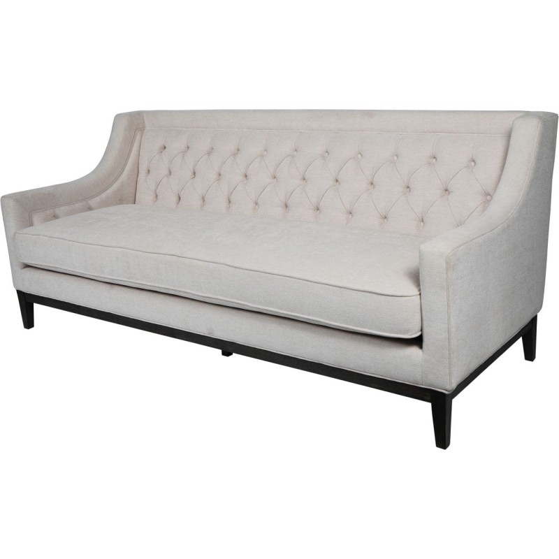 Cheval Ivory 3-Seater Sofa 200 cm – Fabric Upholstery with Decorative Buttons and Stitching