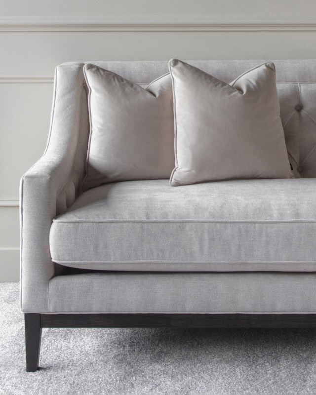 Cheval Ivory 3-Seater Sofa 200 cm – Fabric Upholstery with Decorative Buttons and Stitching