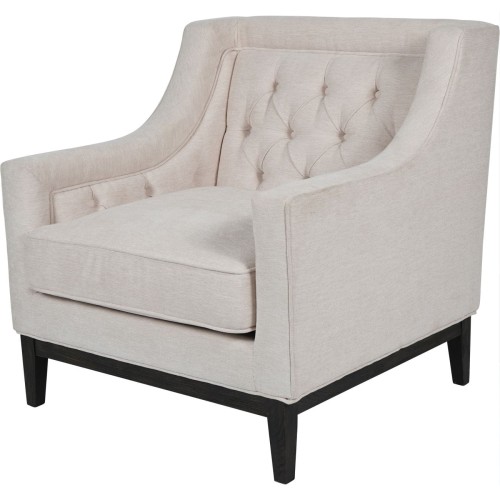 Cheval Cream Upholstered Armchair with Dark Wood Frame
