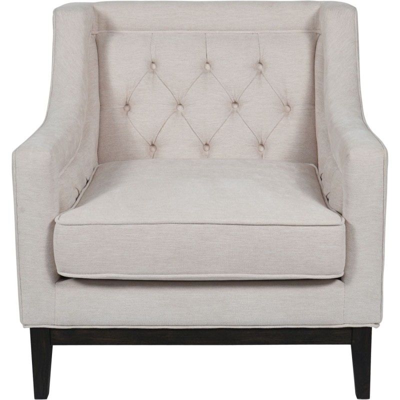 Cheval Cream Upholstered Armchair with Dark Wood Frame