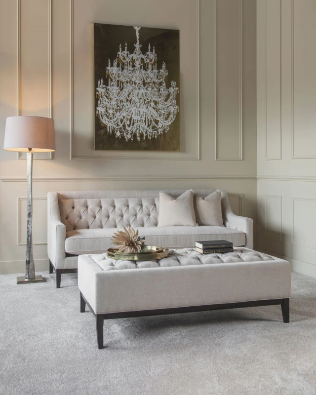 Cheval Ivory bench with dark wooden base