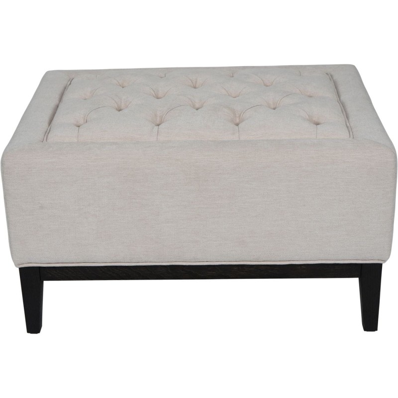 Cheval cream upholstered footstool with buttoned top