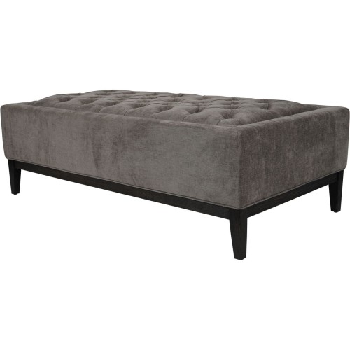 Cheval Grey Ottoman 140 cm – Upholstered Footstool with Decorative Buttons and Stitching