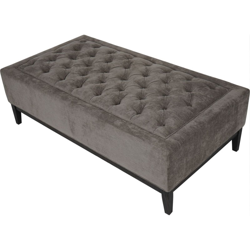 Cheval Grey Ottoman 140 cm – Upholstered Footstool with Decorative Buttons and Stitching