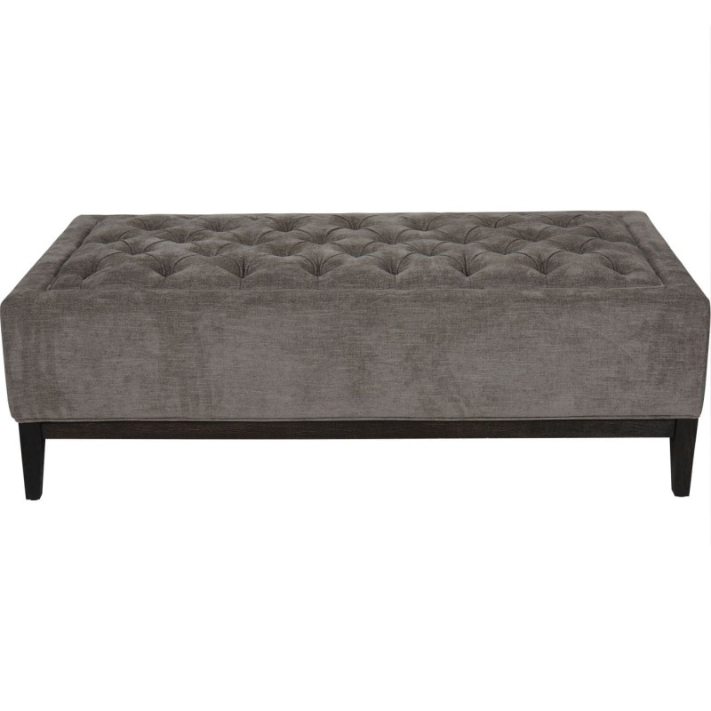 Cheval Grey Ottoman 140 cm – Upholstered Footstool with Decorative Buttons and Stitching