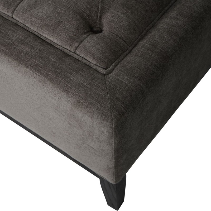 Cheval Grey Ottoman 140 cm – Upholstered Footstool with Decorative Buttons and Stitching