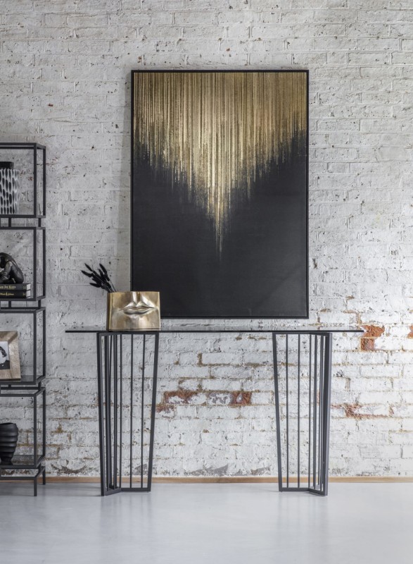 Black and gold abstract wall art on canvas