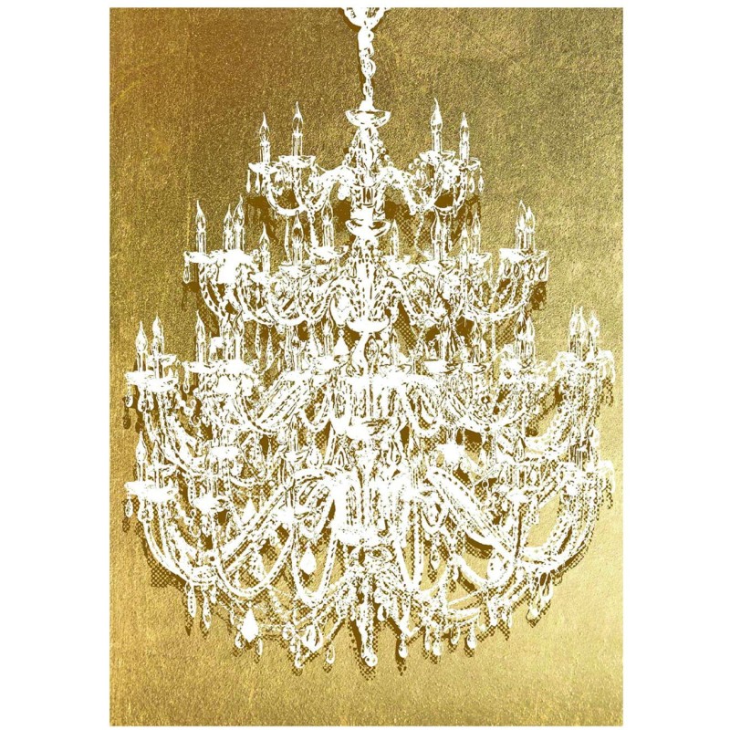 Chandelier Foiled Canvas 140x100 cm hand finished gold foil