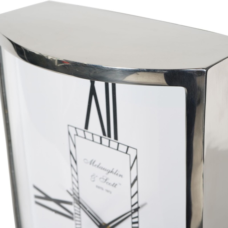 Steel Mantel Clock Oracle, 54 cm Height, White Dial, Silver Finish