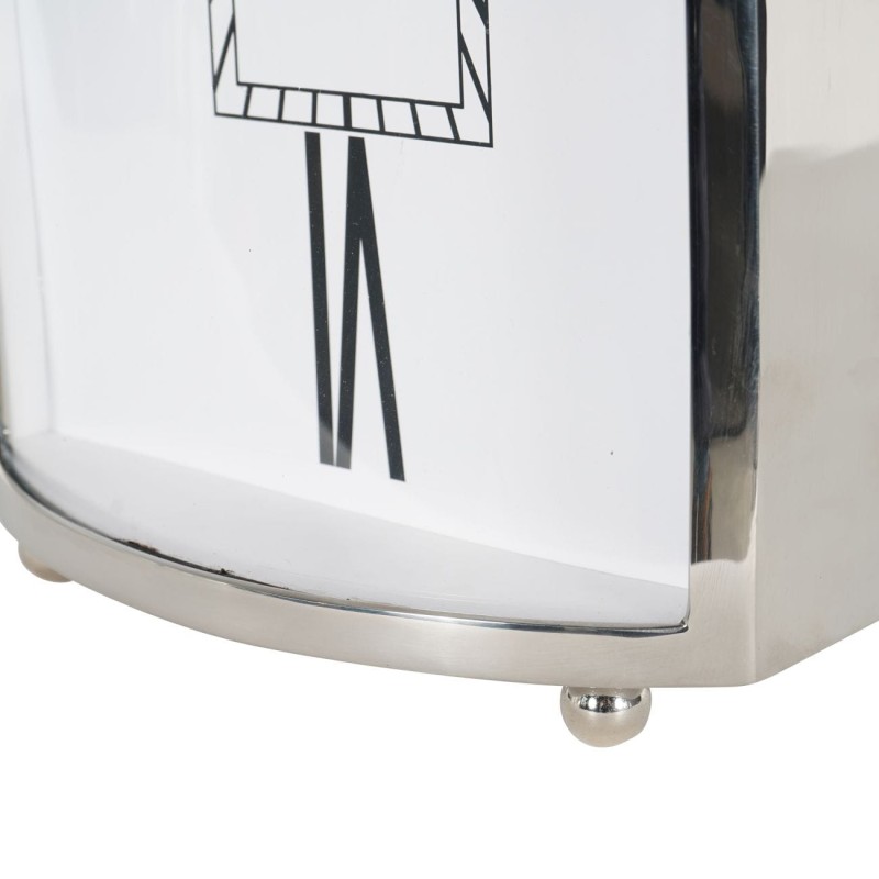 Steel Mantel Clock Oracle, 54 cm Height, White Dial, Silver Finish