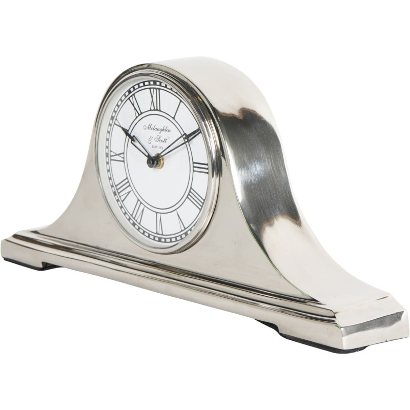 Retro Silver Mantel Clock - 44x20 cm Quartz Mechanism
