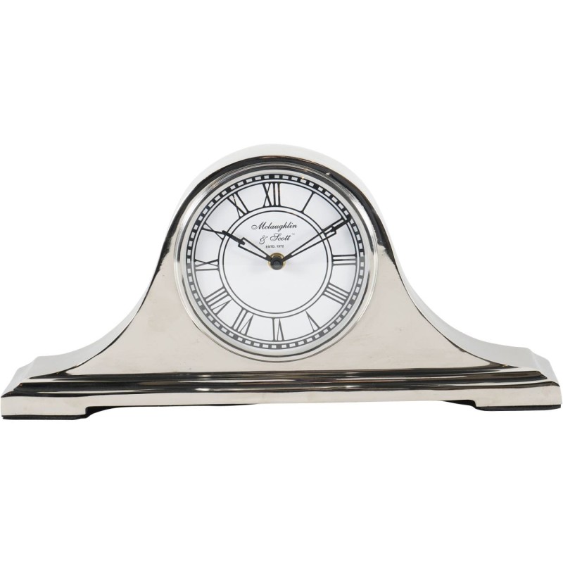 Retro Silver Mantel Clock - 44x20 cm Quartz Mechanism