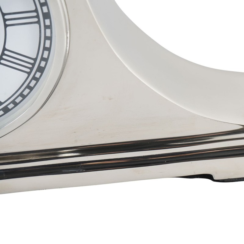 Retro Silver Mantel Clock - 44x20 cm Quartz Mechanism
