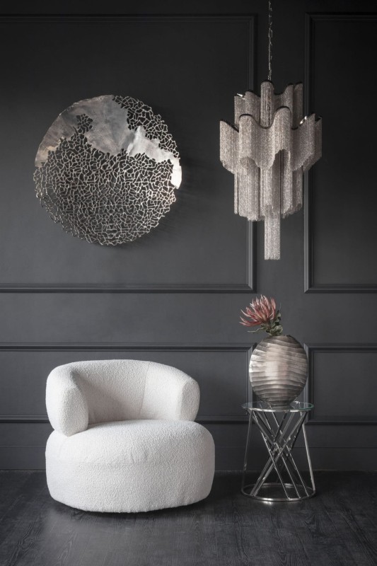 Chelsea wall decor 90 cm silver aluminium disc