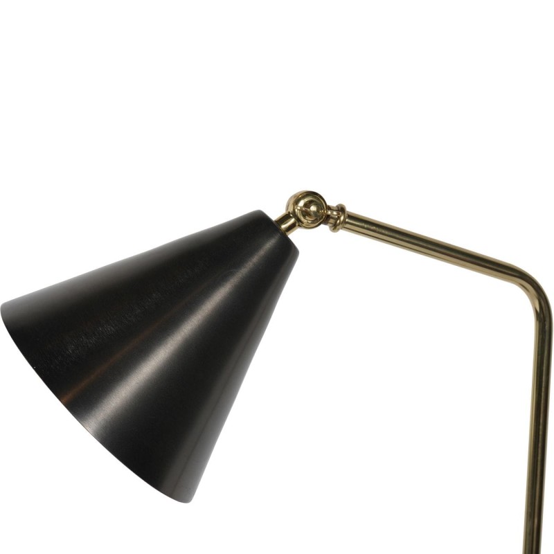 Grey metal floor lamp with brass-toned details