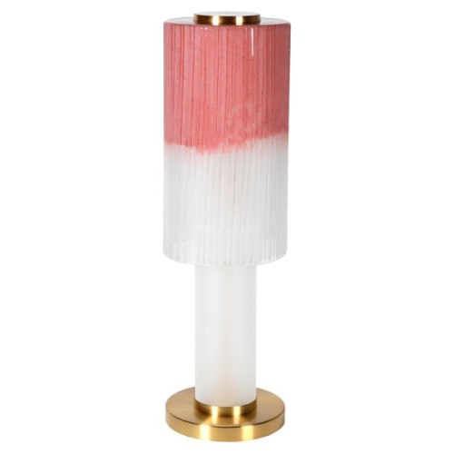Manilla Pink Glass Table Lamp 66cm – Gold Metal Base