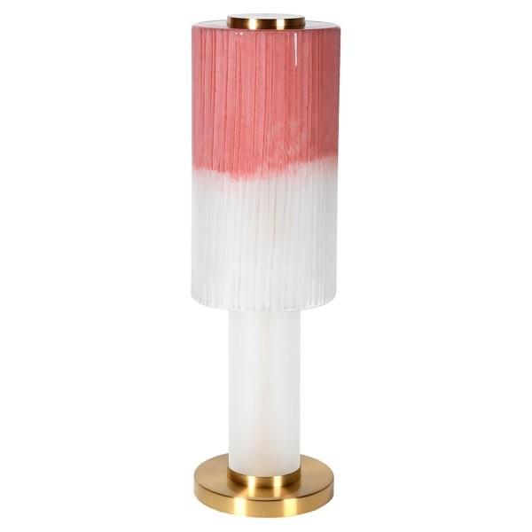 Manilla Pink glass table lamp 66cm with gold metal base