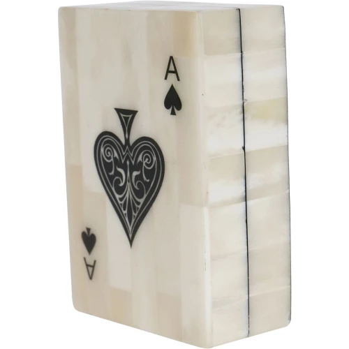 Bone Card Box 12 × 8 cm – Cream Buffalo Bone Decorative Box with Ace of Spades Design