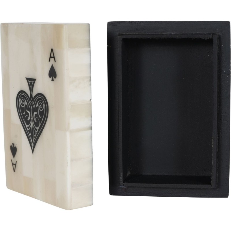 Open Bone Card Box with black interior