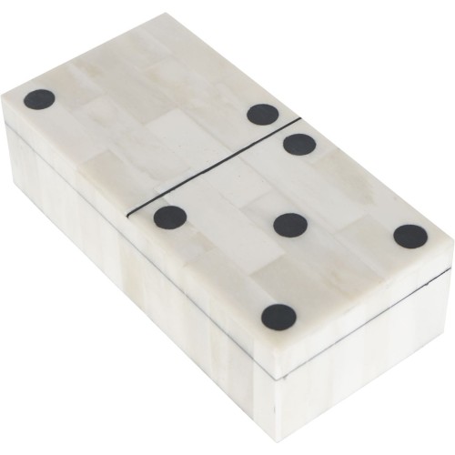 Bone Inlay Decorative Domino Set 18 × 9 cm – Cream Buffalo Bone Box