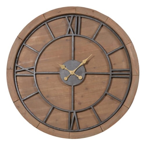 Large Fir Wood Wall Clock 100cm with Gold Hands