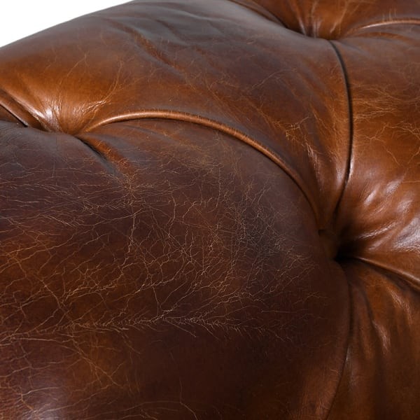 Chesterfield Leather Sofa in Brown 3-seater 224 cm - Brown Leather