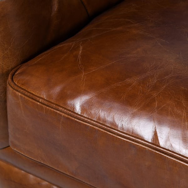 Chesterfield Leather Sofa in Brown 3-seater 224 cm - Brown Leather