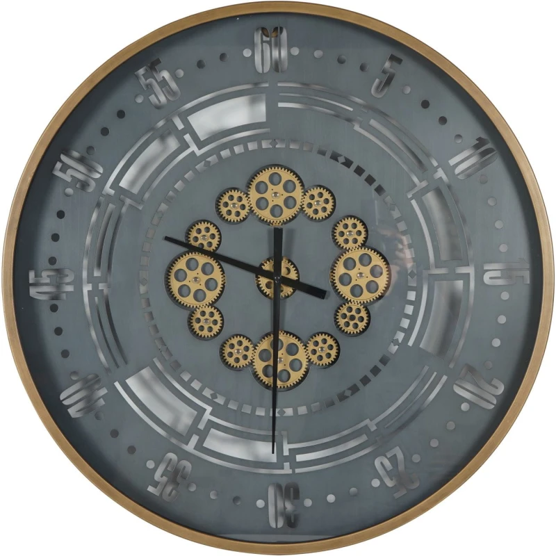 Large industrial wall clock with decorative gears