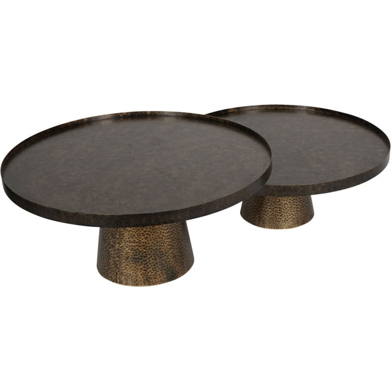 Round coffee tables with central pedestal bases