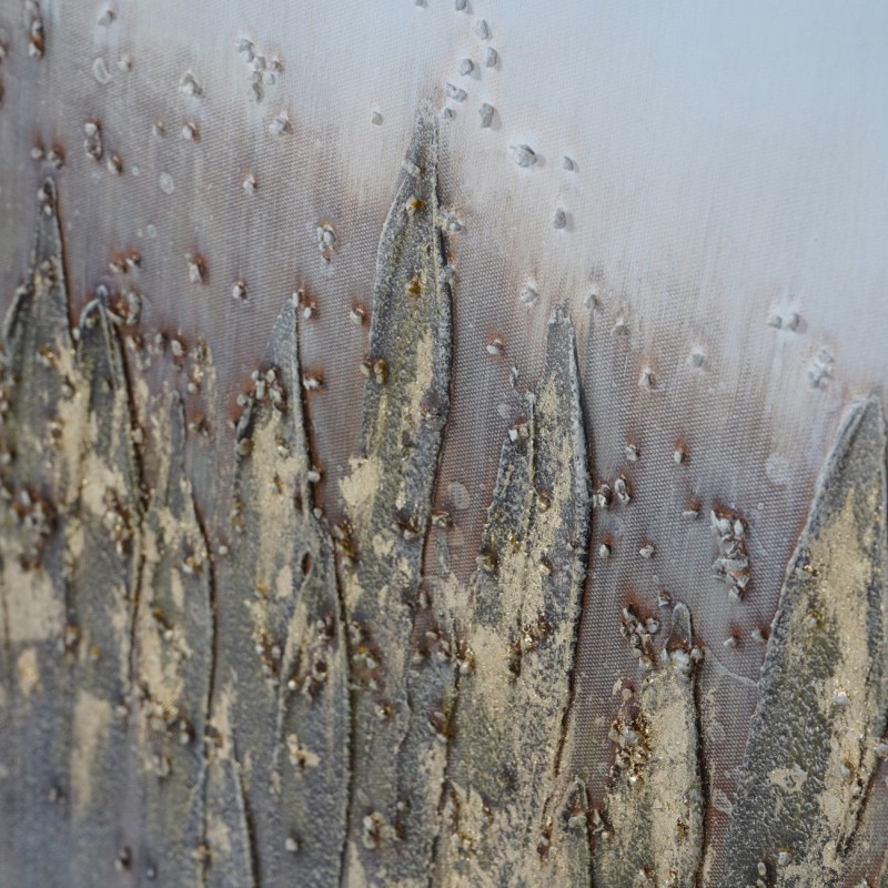 Gold and grey abstract forms on a pale background