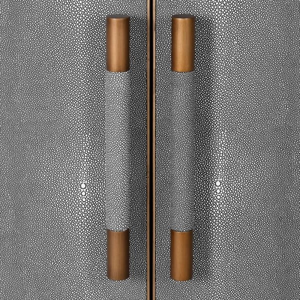 Enderby II Low Two-Door Drinks Cabinet in Grey Shagreen and Oak, 111cm