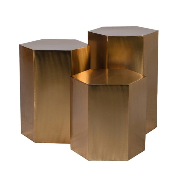 Antique Gold Hexagonal Side Table M 46 cm