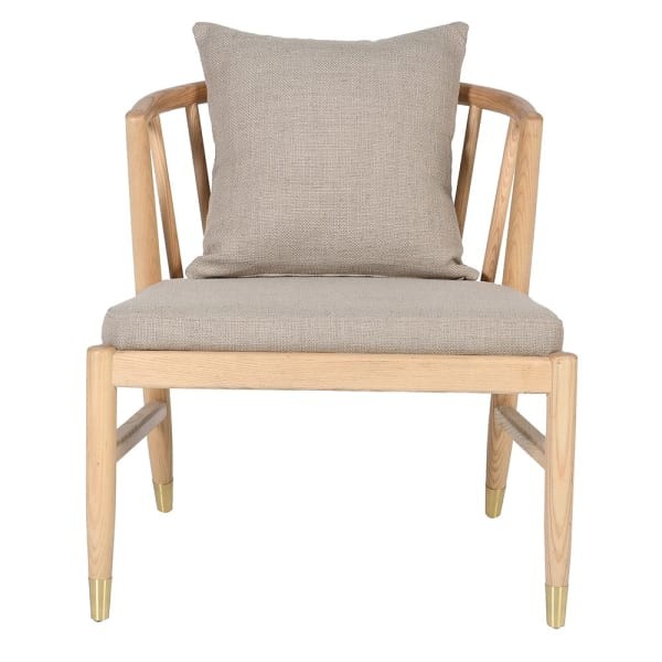 Chester Simple wooden accent chair with ash wood frame and linen cushion