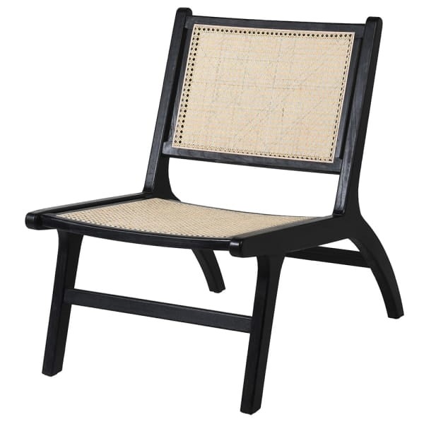 Chester Black Rattan Armchair 83.5 cm with Elm Wood Frame