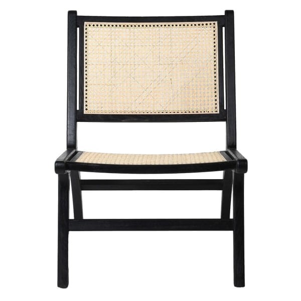 Chester Black Rattan Armchair 83.5 cm with Elm Wood Frame