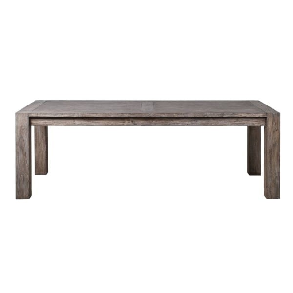 Large rectangular dining table in grey wood finish