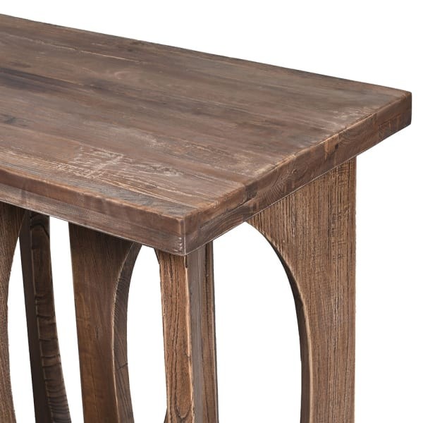 Console Table Reclaimed 160x81 cm Elm with Geometric Decorative Base