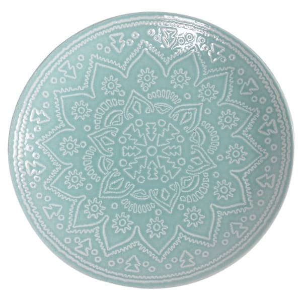 Mandala Blue 12-Piece Stoneware Plates and Bowls Set - Dinner set