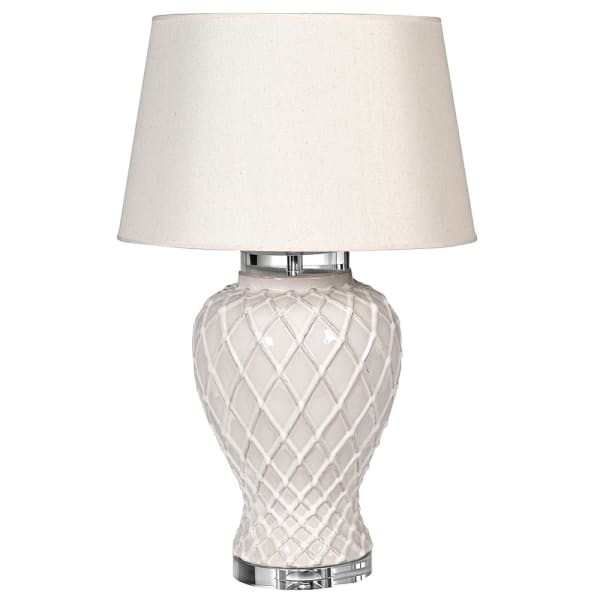 Linton Cream Table Lamp 71cm Porcelain Base with Light-Coloured Shade