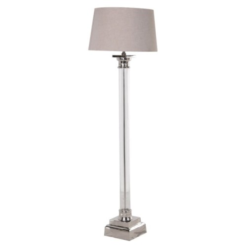 Clear Luxury Glass Floor Lamp 169cm – Beige Cotton Shade